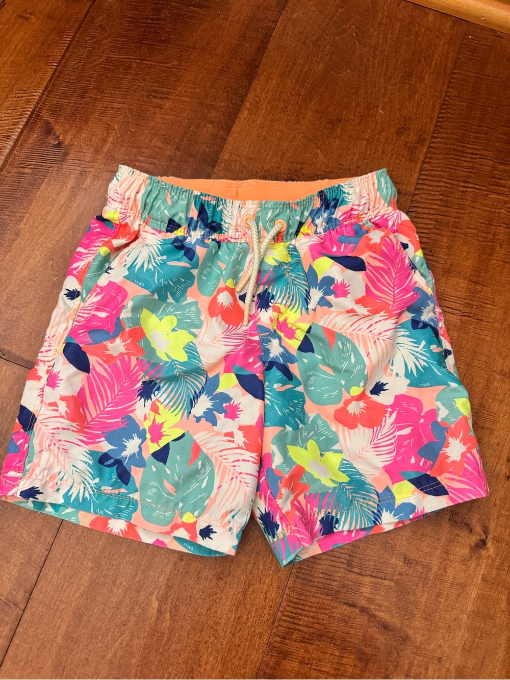 Cat & Jack Neon Tropical Print Swim Shorts - Pink, Teal, Yellow